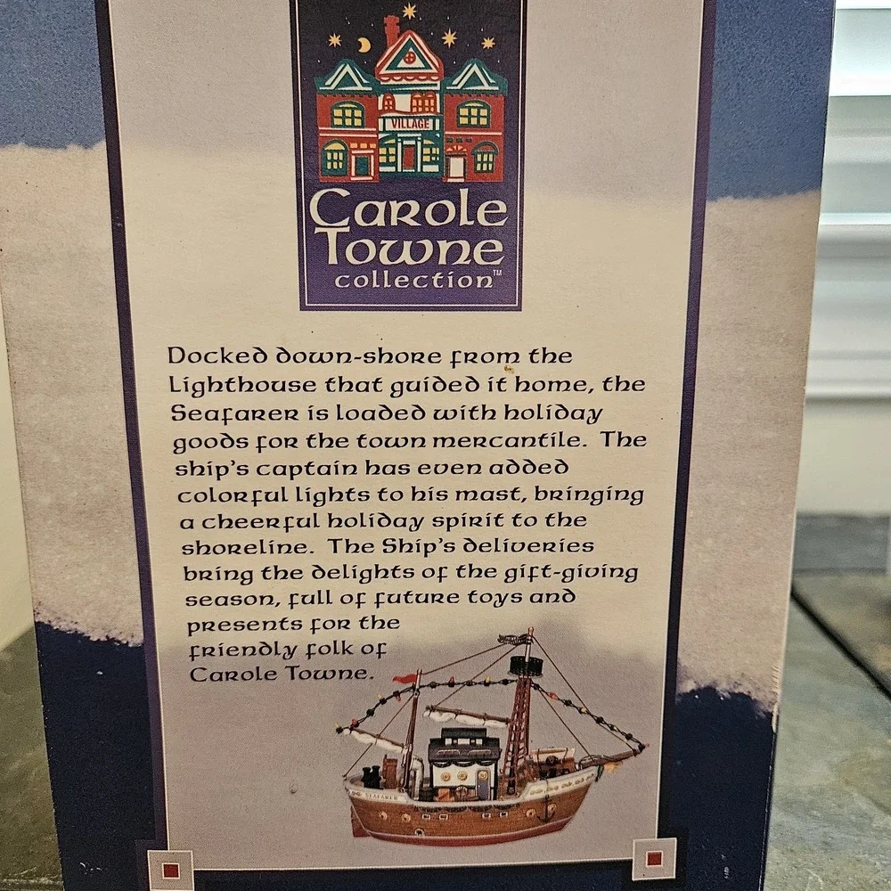 Carole Towne Seafarer Christmas Ship •Nautical Village Boat •Dual Power 2002